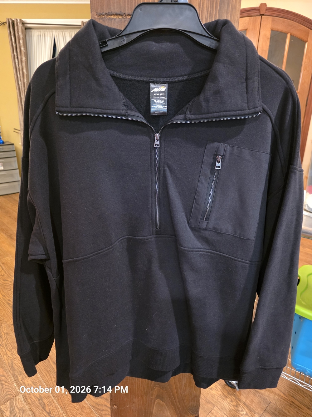 Woman's Avia Black Quarter-Zip Pullover Sweater - XXXL